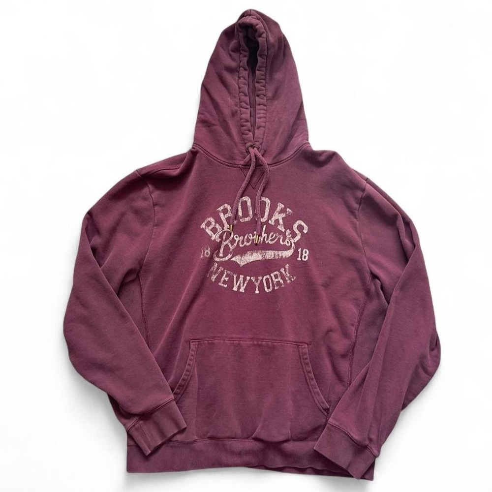 Brooks Brothers Burgundy Hoodie Sweatshirt Mens Size Large